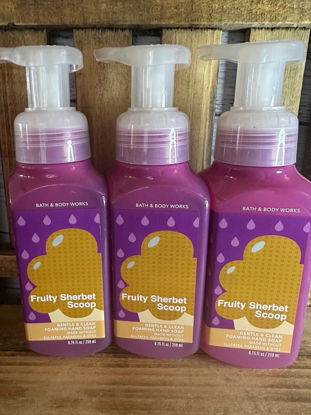 Bath & Body Works FRUITY SHERBET SCOOP Gentle Foaming Hand Soap 8.75oz X3 Set